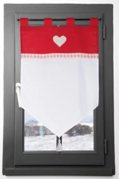Vitrage Tamisant, Coton, Darla Coton Rouge & Blanc L.60 X H.90 Cm