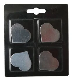 Lot De 4 Magnets Fantaisie Métal Coeur, Argent L.11 X H.12.5 Cm