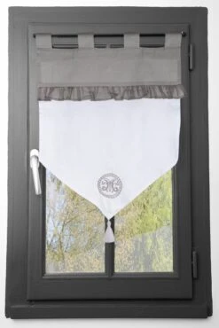 Vitrage, Coton, Marie Coton Gris L.45 X H.60 Cm