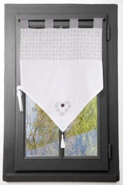 Vitrage, Coton, Manoir Coton Gris L.60 X H.60 Cm