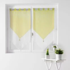 Vitrage Transparent, Blanc/amande, L.120 X H.60 Cm