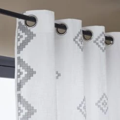 Rideau Tamisant, Zofia, Blanc / Noir, L.140.0 X H.260.0 Cm INSPIRE