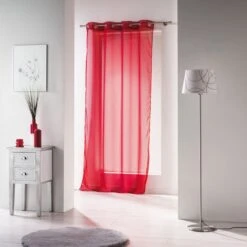 Voilage Transparent Rouge L.240 X H.140 Cm
