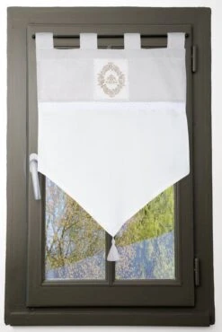 Vitrage Tamisant, Coton, Charmille Coton Blanc & Beige L.45 X H.60 Cm