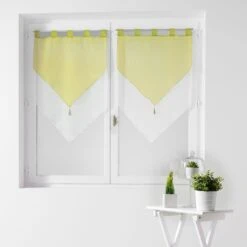 Vitrage Transparent, Blanc/amande, L.90 X H.60 Cm