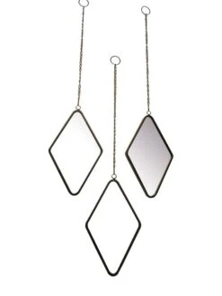 Miroir Hexagonal Losange, Noir, L.21 X H.36 Cm