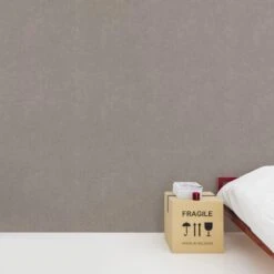 Papier Peint Vinyle Béton Mat Brun Taupe