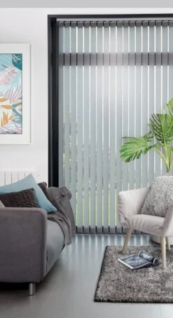 Kit Complet Rail Et Lamelles Verticales Orientables, Gris L.150 X H.260 Cm