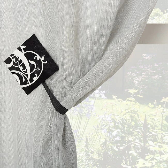 Embrasse Aimantée Carré, Noir & Blanc 1 Embrasse Aimantée Carré, Noir & Blanc