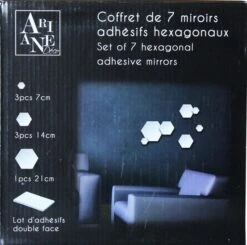 Assortiment De 7 Miroirs Adhésifs Hexagonaux, 7cm/14cm/21 Cm