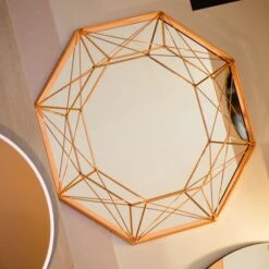 Miroir Hexagonal, Cuivre, L.46 X H.46 Cm