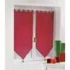 Paire De Vitrages Transparent, Pompons Rouge L.120 X H.60 Cm