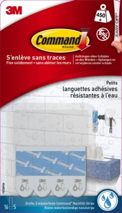 Languette De Fixation Adhésif Résistant à L’eau Command COMMAND, Transparent