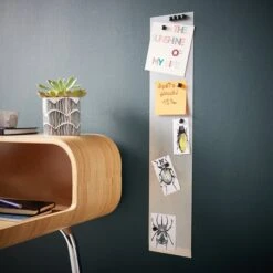 Plaque Magnétique Métal Brossé, Argent L.10 X H.50 Cm