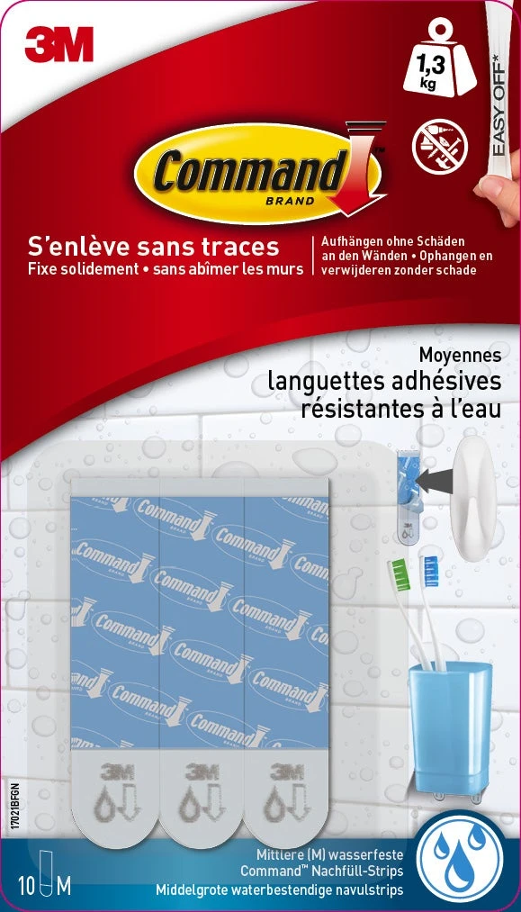 Lot De 8 Languettes Adhésives Adhésif Résistant à L’eau Command COMMAND, Transpa 1 Lot De 8 Languettes Adhésives Adhésif Résistant à L’eau Command COMMAND, Transpa