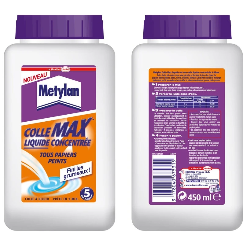 Colle Tous Papiers Peints METYLAN, 0.45 L 1 Colle Tous Papiers Peints METYLAN, 0.45 L