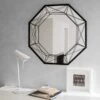 Miroir Hexagonal Filaire Octogonal, Noir, L.65 X H.65 Cm