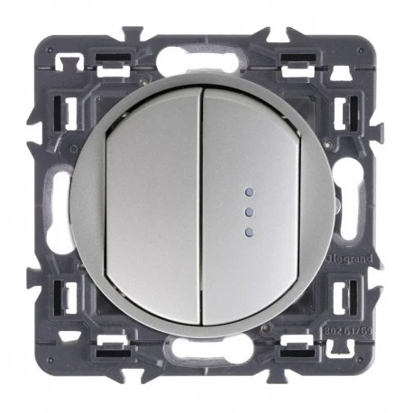 Legrand Céliane – Double Interrupteur, 1 Avec Voyant Témoin 1 Normal. – Ensemble Titane à Composer 1 Legrand Céliane – Double Interrupteur, 1 Avec Voyant Témoin 1 Normal. – Ensemble Titane à Composer