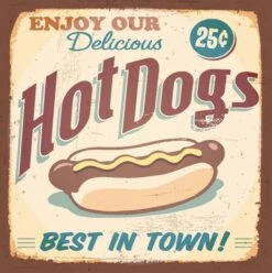 Affiche Hot Dogs L.14 X H.14 Cm