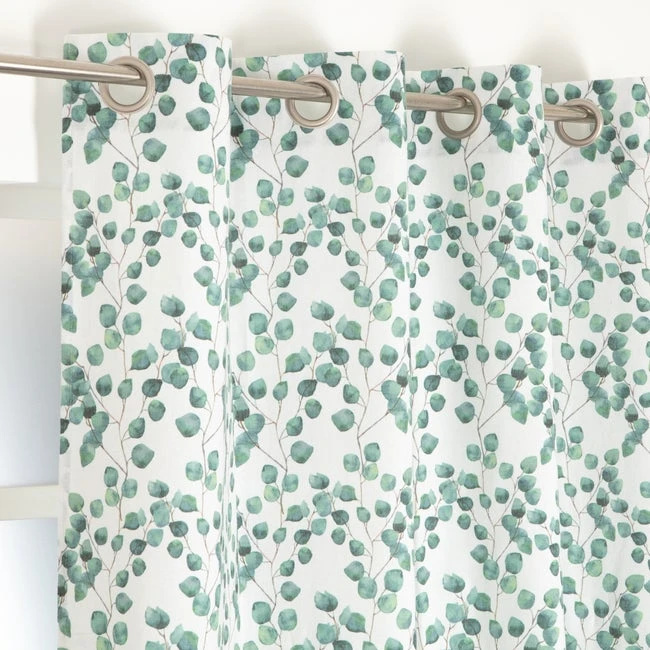 Rideau Tamisant, Ivy Blanc Et Vert L.135 X H.260 Cm 1 Rideau Tamisant, Ivy Blanc Et Vert L.135 X H.260 Cm