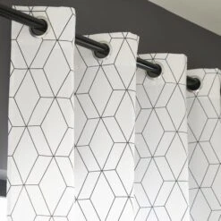 Rideau Tamisant, Alex Blanc Et Noir L.140 X H.260 Cm