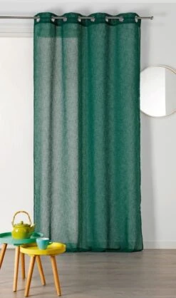 Voilage Transparent, Linum Vert Foncé L.140 X H.240 Cm