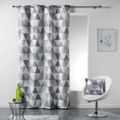 Rideau Tamisant, Triangle, Gris, L.140 X H.260 Cm