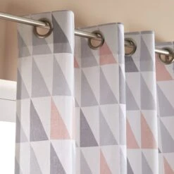 Rideau Tamisant, Coton, Trimo Rose / Gris L.140 X H.260 Cm