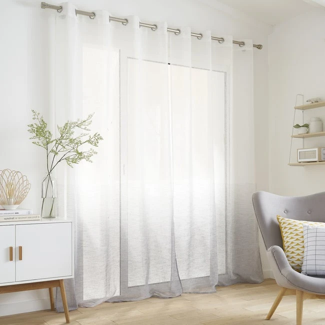 Voilage Transparent, Elsa Gris L.140 X H.260 Cm 1 Voilage Transparent, Elsa Gris L.140 X H.260 Cm