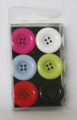 Lot De 6 Magnets Fantaisie Couleur Boutons, Multicouleur L.5 X H.8 Cm