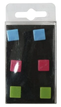 Lot De 6 Magnets Fantaisie Couleur Cubes, Multicouleur L.5 X H.8 Cm