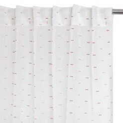 Voilage Transparent, Ilyana Pompons Beige L.140 X H.280 Cm