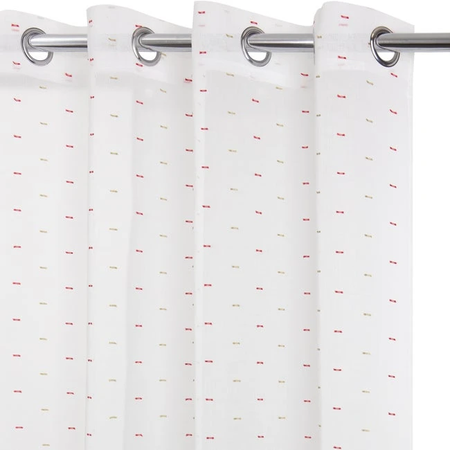 Voilage Transparent, Ilyana Pompons Beige L.140 X H.280 Cm 1 Voilage Transparent, Ilyana Pompons Beige L.140 X H.280 Cm